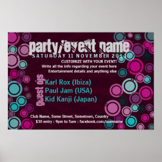 Poster de Evento do Partido Funky Bubbles