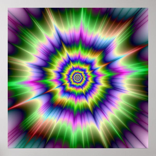 Poster de explosão verde azul e amarelo (Frente)