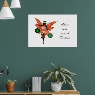 Poster de fada de Natal afro-americano
