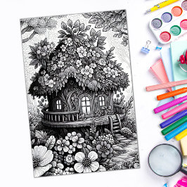 Poster de Fada Floral de Coloração de Adultos