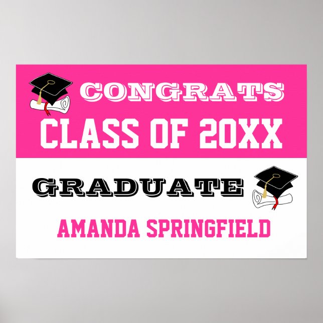 Poster de faixa de parabéns de  rosa (Frente)