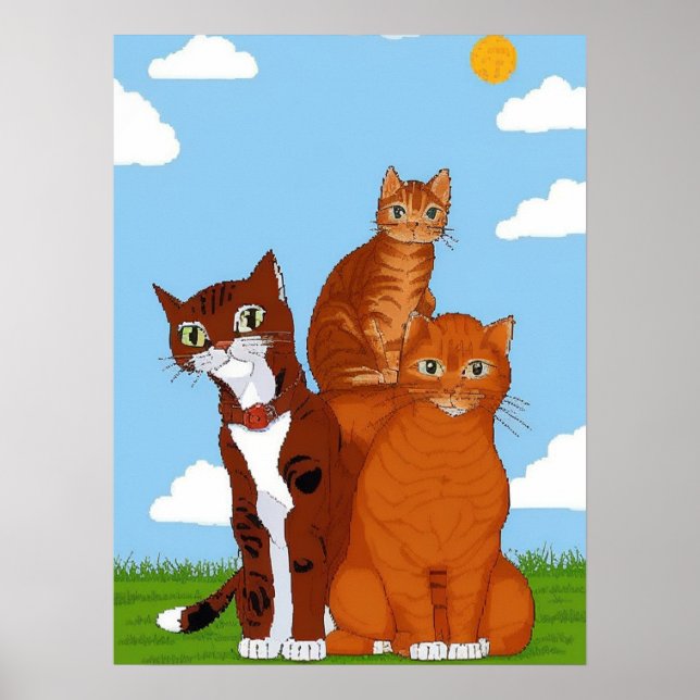 Poster de Família de Gatos Whimssos - Arte de Pare (Frente)