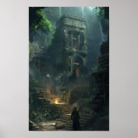 Poster de fantasia de ruínas antigas místicas