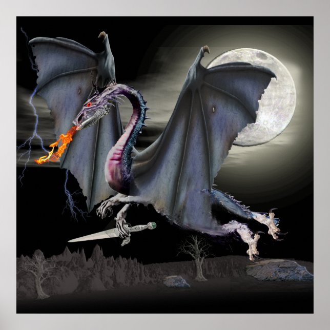 Poster de fantasia do dragão (Frente)