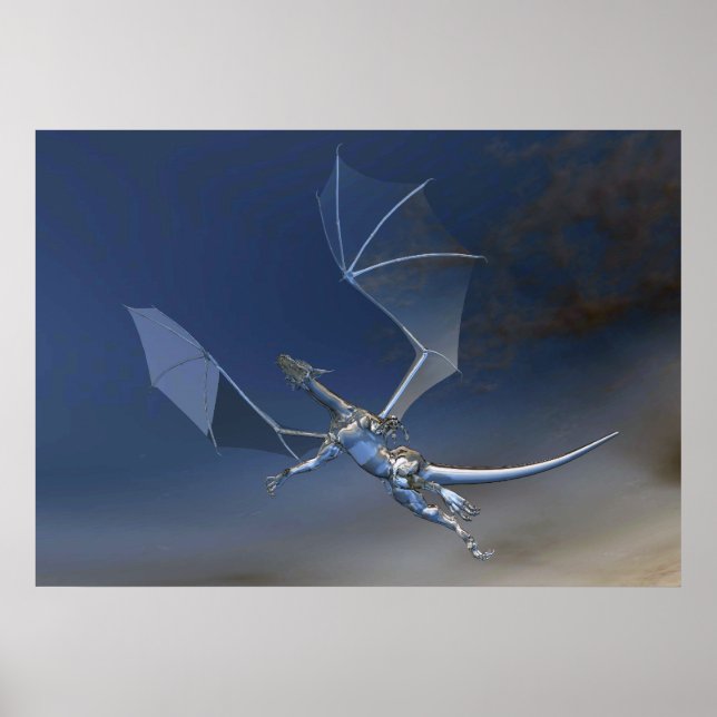 poster de fantasia do dragão de vidro voador (Frente)