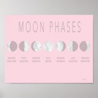 Poster de Fases da Lua de Marble Rosa