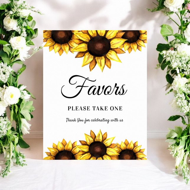 Poster de Favor Sunflower Branco Amarelo (Criador carregado)