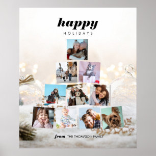 Poster de Feriado de Colagem de Fotos da Árvore de