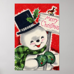 Poster de Feriado de natal vintage de Neve