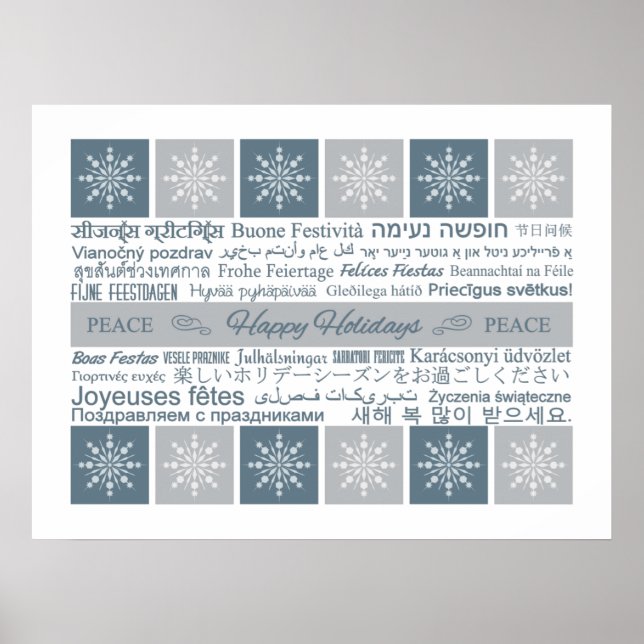 Poster de feriados felizes multilíngues (Frente)