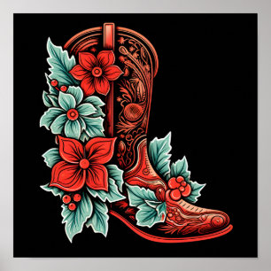 poster de férias de cowboy de natal