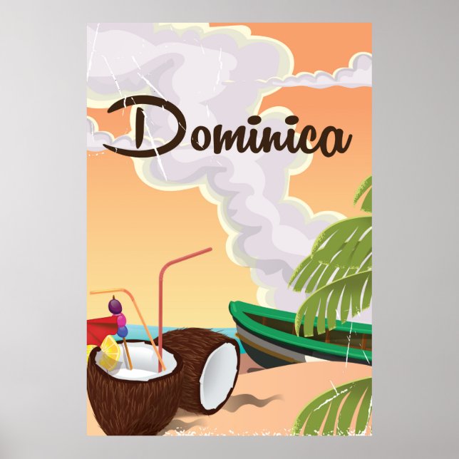 Poster de férias de Dominica Vintage (Frente)