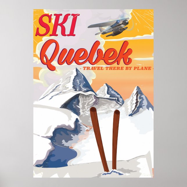 Poster de férias de Ski Quebec. (Frente)