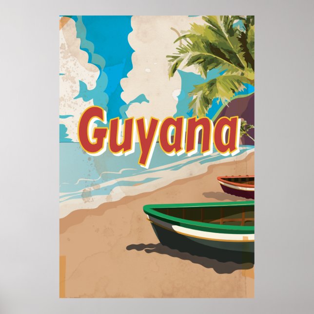 Poster de férias do Guyana Vintage (Frente)