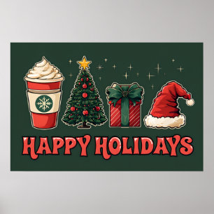 Poster de Férias Felizes - Decado de Natal Retroat