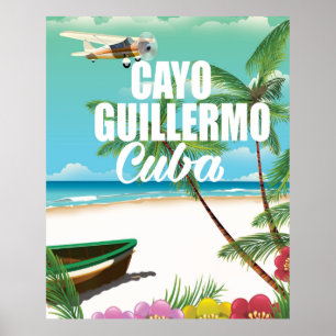 poster de férias na praia de Cayo Guillermo