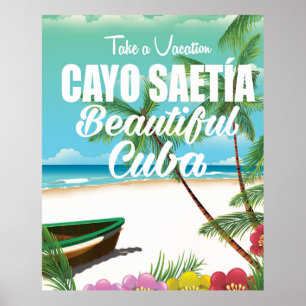 poster de férias na praia de Cayo Saetía Cuba