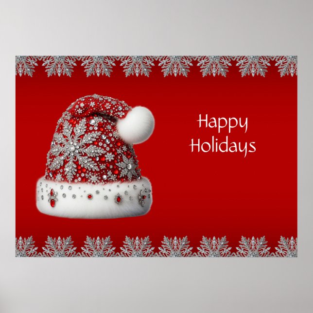 Poster de Férias Red Santa Hat (Frente)