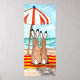Poster de Férias Tropicais do Coelho da Praia do 