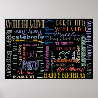 Poster de festa! Celebração de Aniversário! NOME E