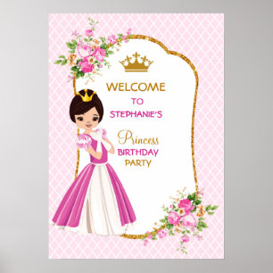 Poster de Festa de aniversário bonito Brunette Pri