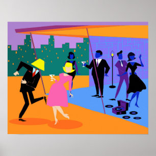 Poster de Festa de Telhado Urbano Retrotraída