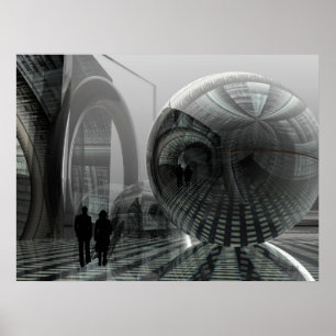 Poster de ficção científica artística "Andando em 