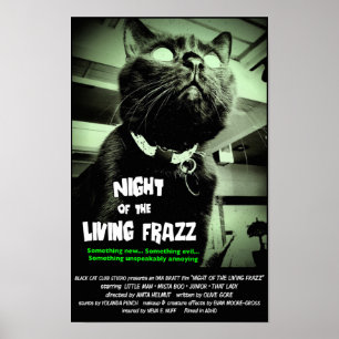 Poster de filme de terror do gato do zombi, verde,