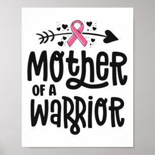 Poster De Fita Rosa De Câncer Da Mama Da Família Guerreir