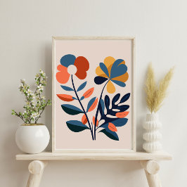 Poster de Flor Botânica Elegante Boho Abstrato