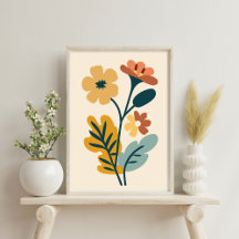 Poster de Flor Botânica Elegante Boho Abstrato