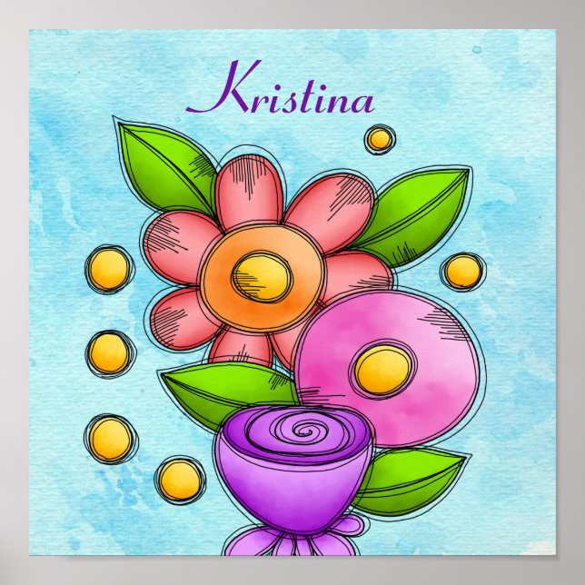 Poster de Flor de Portas de Aquarela Encantada (Frente)