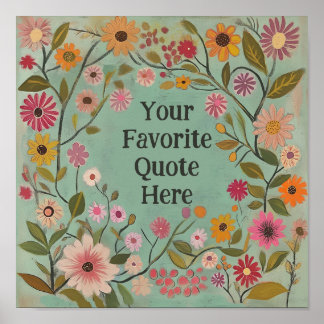Poster de Flores de Arte Folclórica Personalizávei