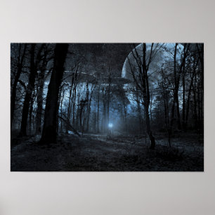 Poster de floresta lunar de OVNI