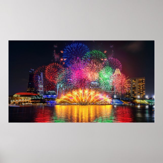 Poster de fogos de artifício de Singapura (Frente)