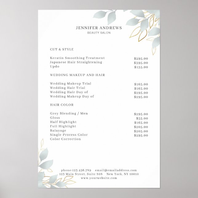 Poster de Folha Branca Moderna (Frente)