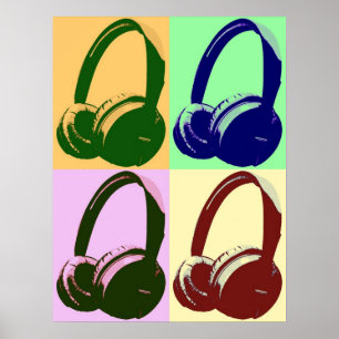 Poster de Fones de ouvido de Pop de quatro cores