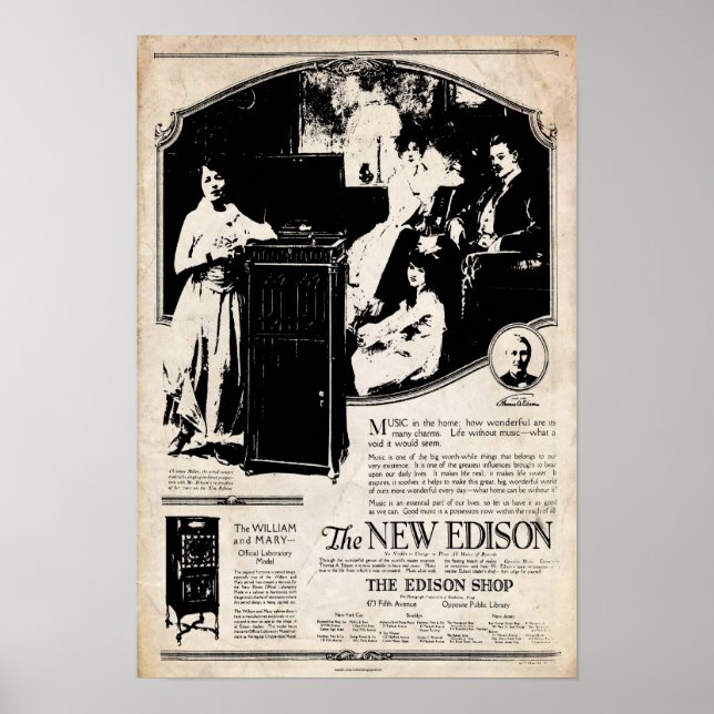 Poster de fonógrafo Edison de 1917 (Frente)