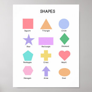 Poster de Formas Geométricas Coloridas para Crianç