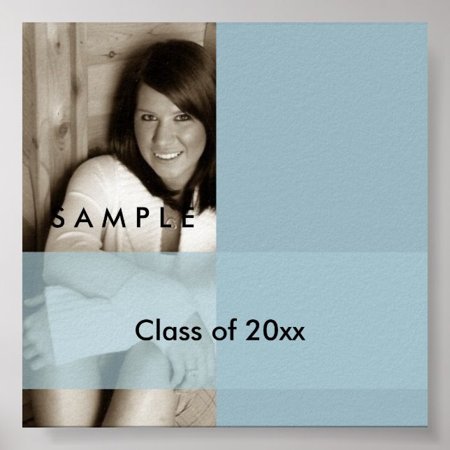 Poster de Foto Automática de Graduação Azul Claro (Frente)