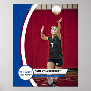 Poster de Foto da Escola de Moldura Azul Curvada