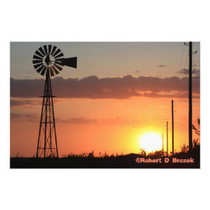 Poster de Foto de Silhouette Sunset do Kansas Wind