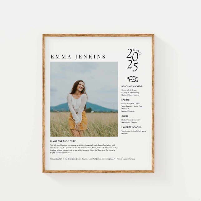 Poster de Foto do Ano do Mais velho Elegante (Graduation Photo Poster - Graduation Gift Idea)