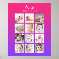 Poster de Foto do Primeiro Ano do Bebê Púrpura, Ro