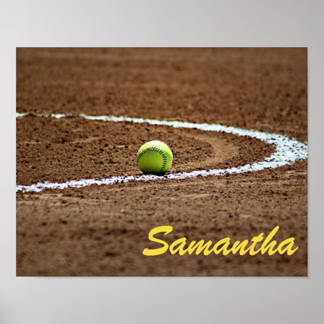 Poster de fotografia de softball com nome personal (Frente)
