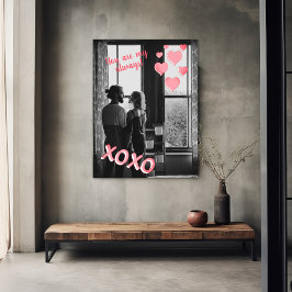 Poster de Fotografia XOXO Romântico Corações Rosa