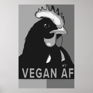 Poster de frango Pop preto e branco Vegan AF