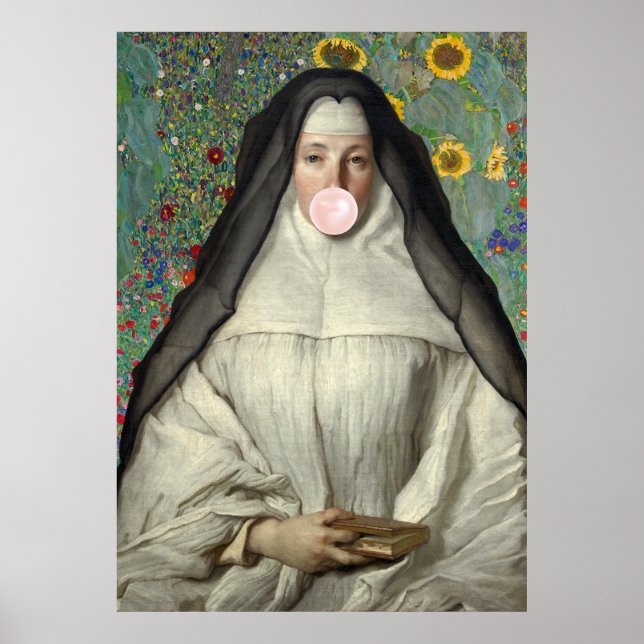 Poster de Freira Soprando Chiclete Rosa (Frente)