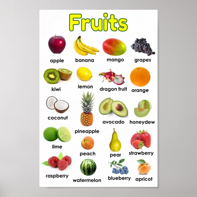 Poster de Fruta de de Variedades Coloridas (Frente)