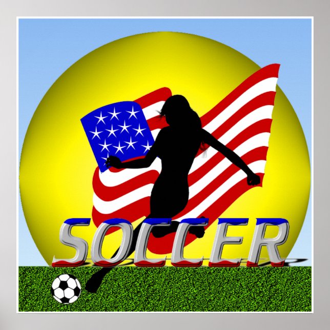 Poster de futebol de moça americana (Frente)